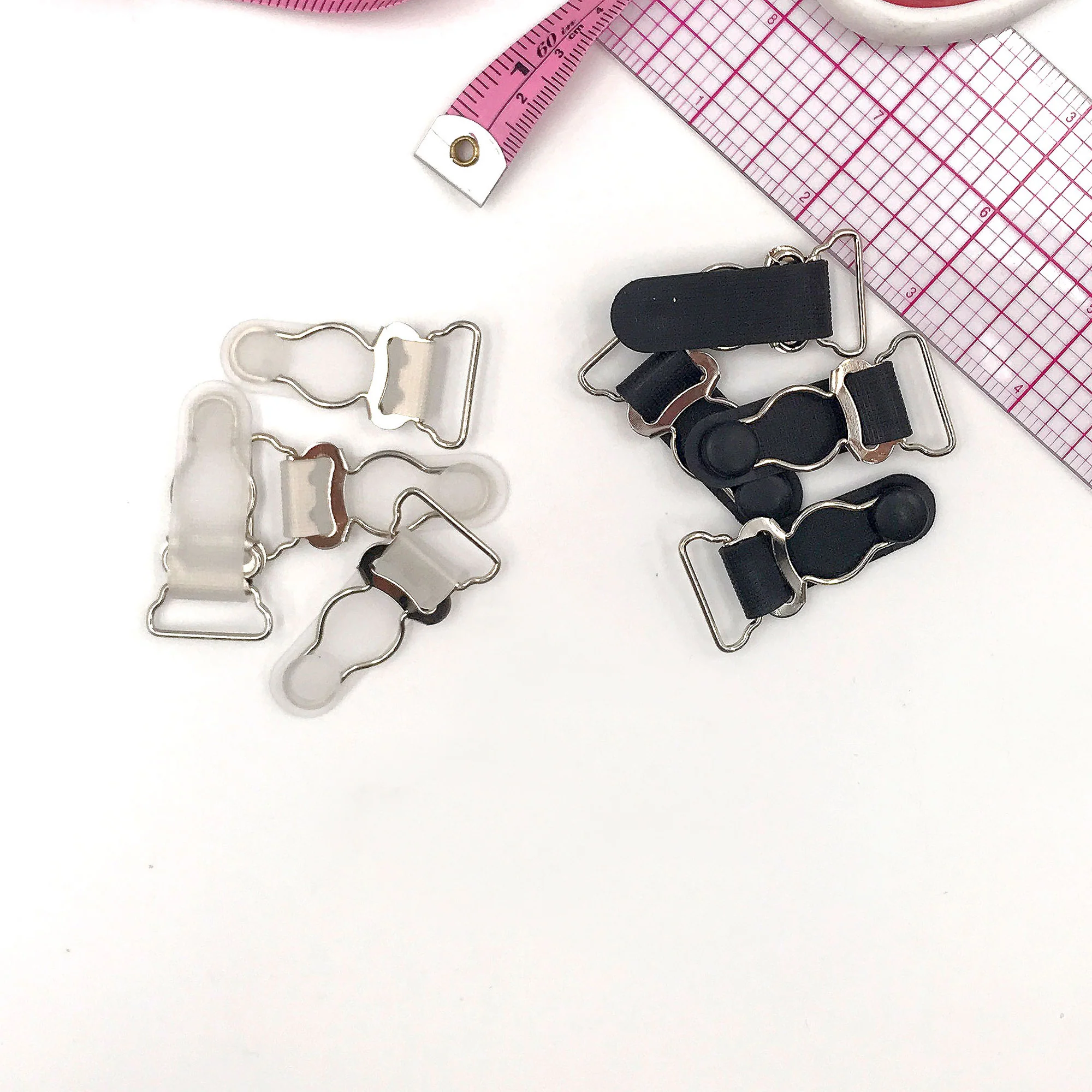3/4" (20mm) Garter Clips for Lingerie in Clear/Silver or Black/Silver - Set of 4 - Image 7
