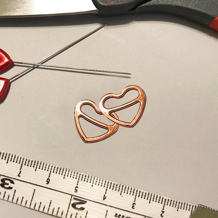 3/8" (10mm), 1/2" (12mm), 5/8" (15mm) Metal Heart-Shaped Bra Strap Sliders- Set of 2 - Image 6