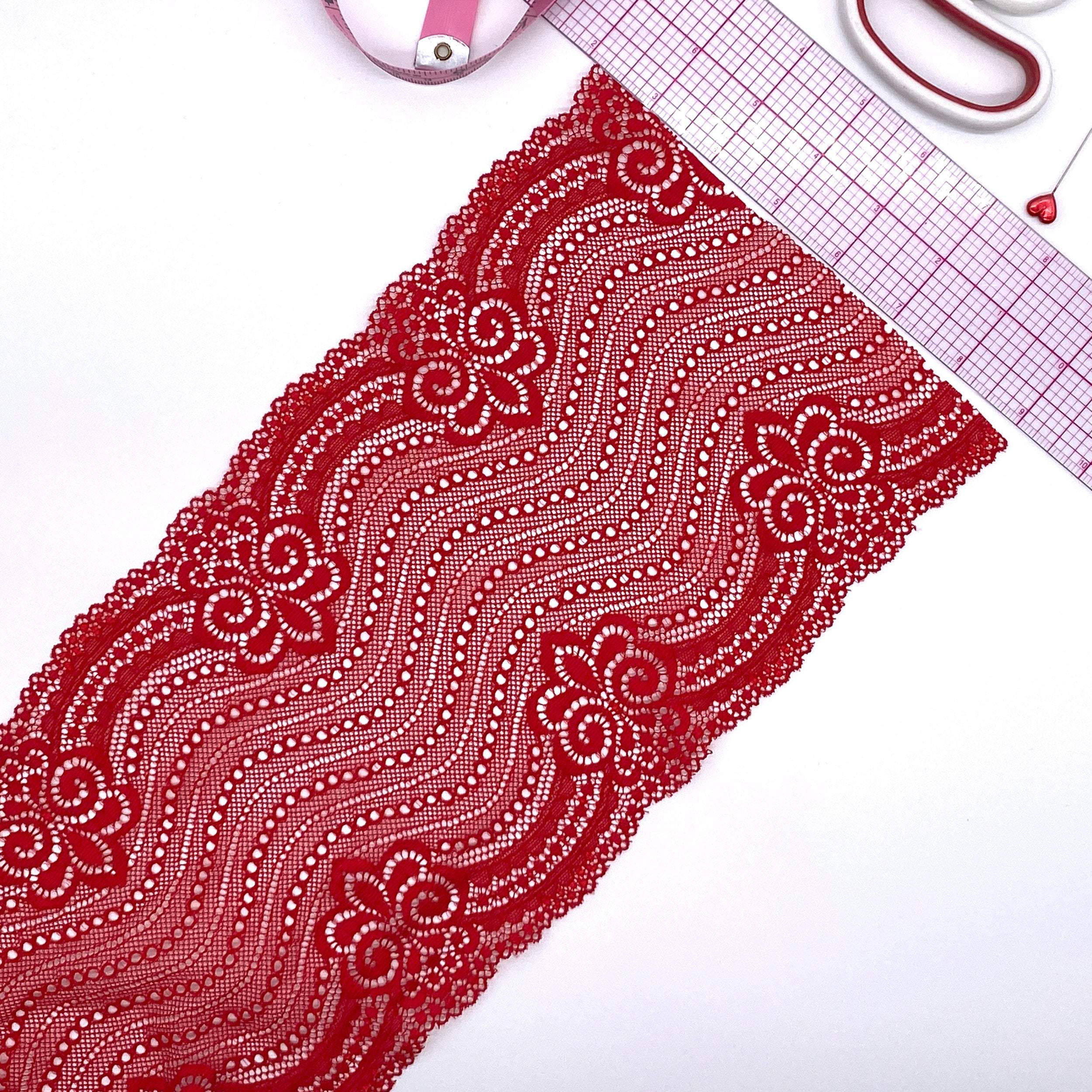 6 1/4" (16cm) Stretch Lace, Soft, High-Quality in White, Black, Ivory or Red- by the 1 yard - Image 4