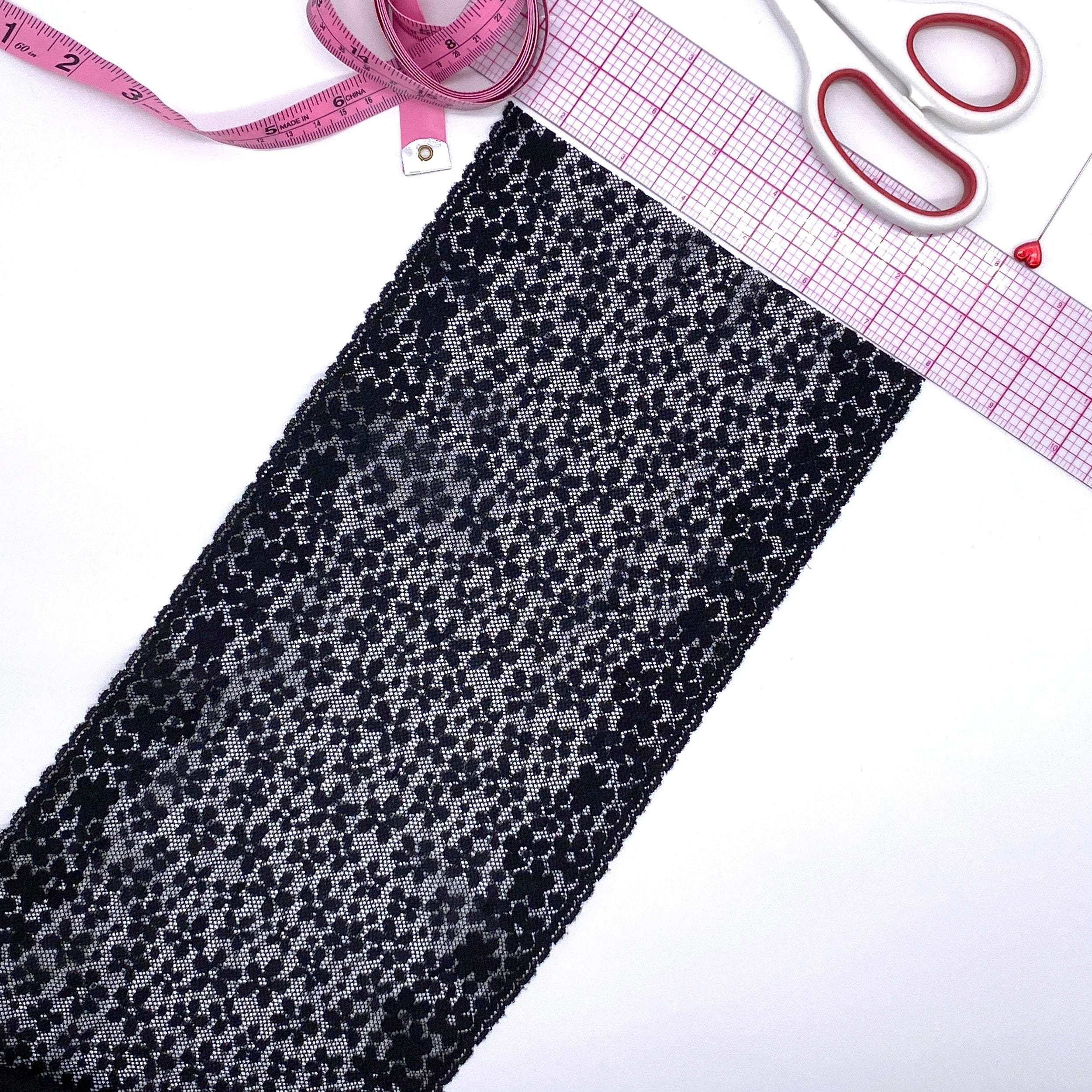 6 3/4" (17cm) Stretch Lace, Soft, High-Quality in White, Black or Ivory- by the 1 yard - Image 3