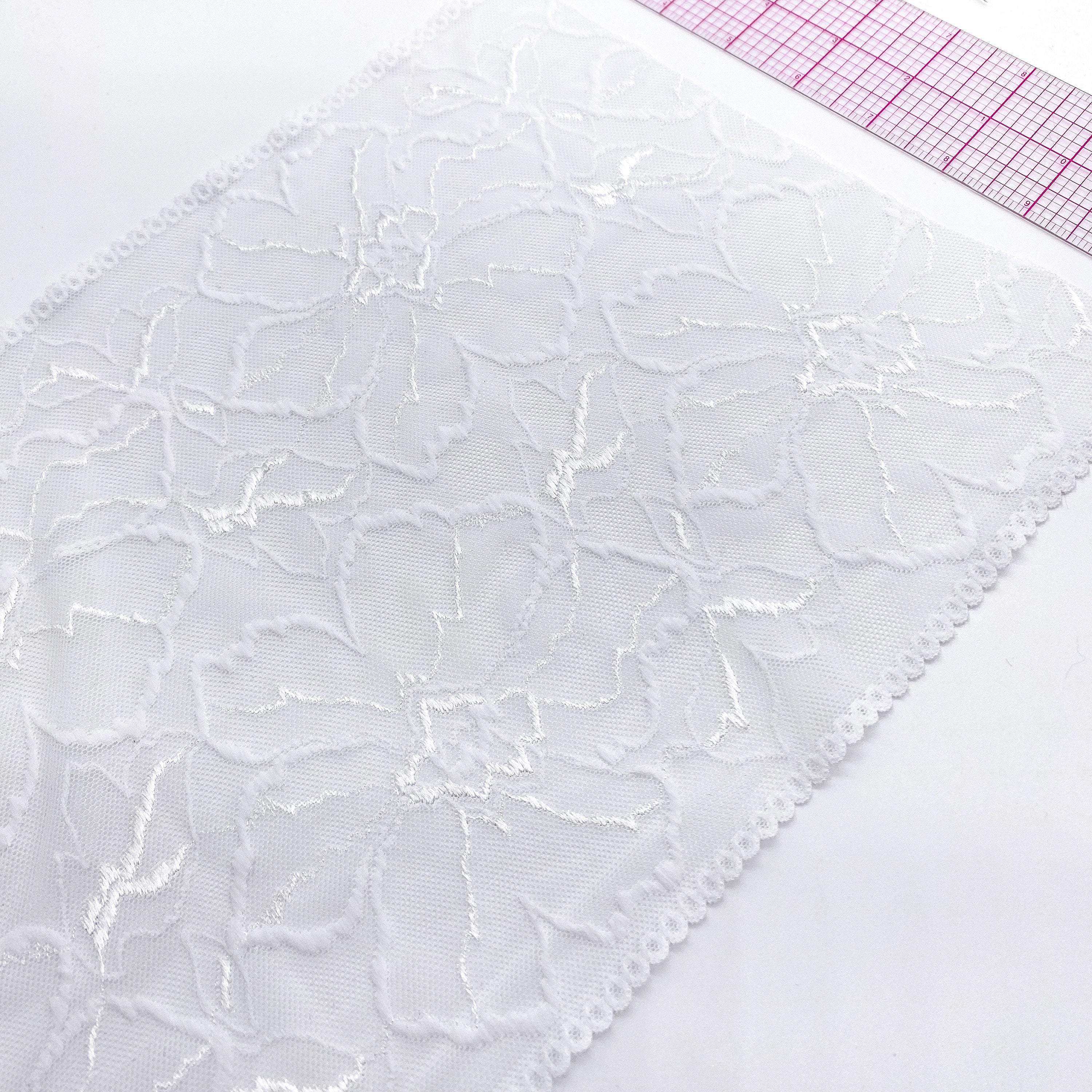 9" (23cm) Stretch Lace, Soft, High Quality in Black, White, Black-Pink or Wine-Pink- by the 1 yard - Image 5