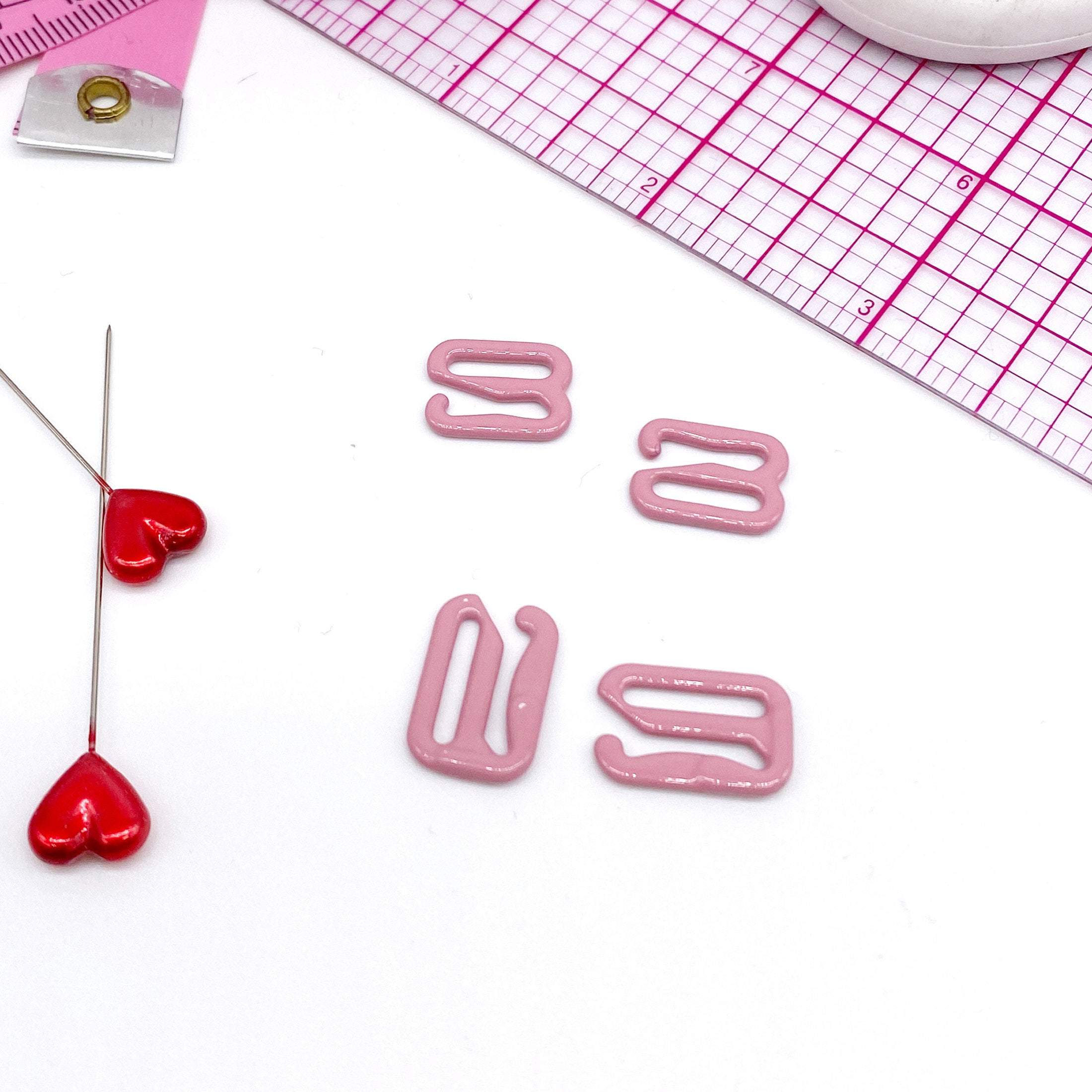 CLEARANCE- 5 Pair of Bra Strap Slider G Hooks in Enamel Coated Dusty Pink for Swimwear or Bra making- 3/8" or 1/2" - Image 3