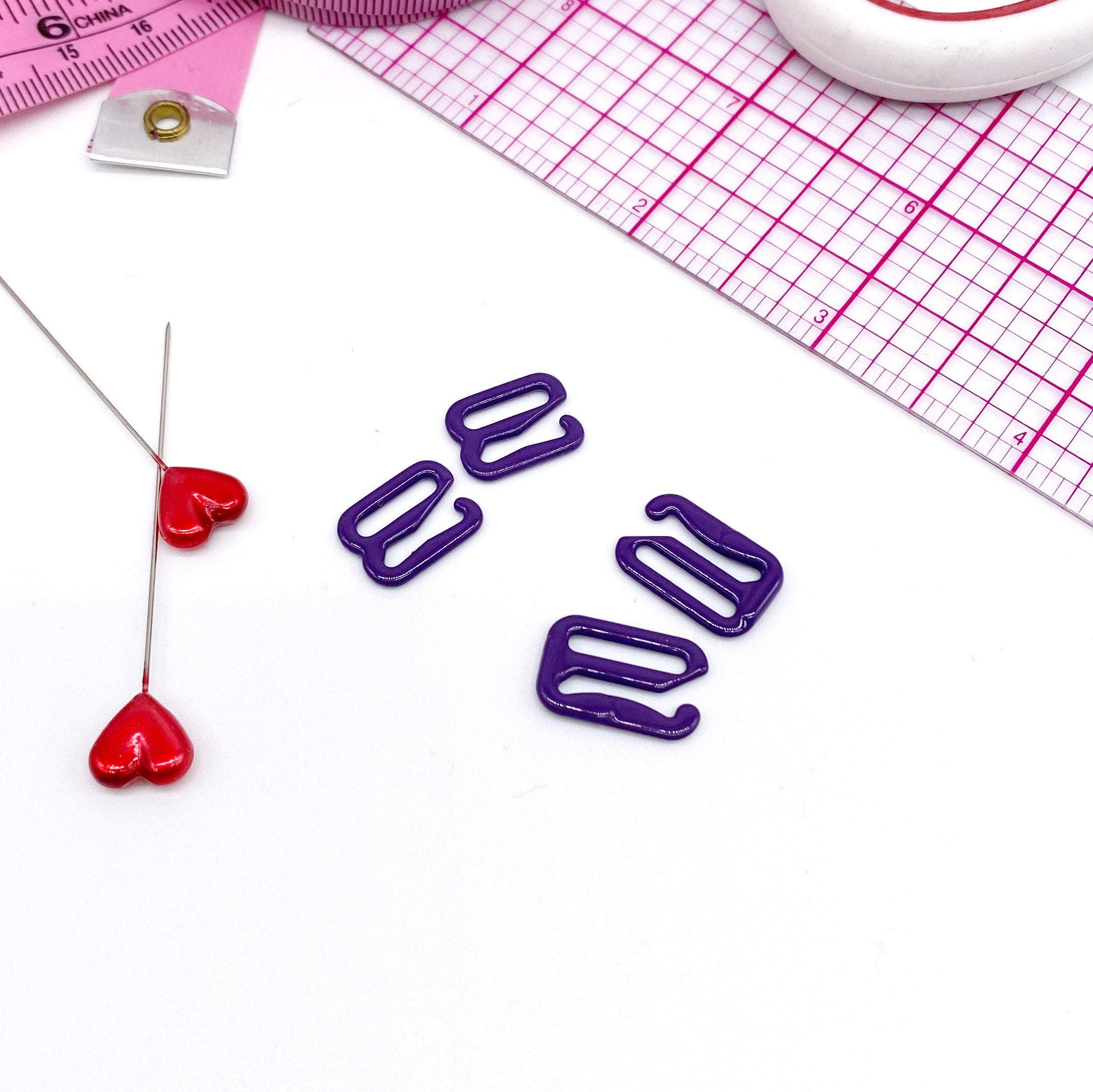 CLEARANCE- 5 Pair of Bra Strap Slider G Hooks in Enamel Coated Jewel Purple for Swimwear or Bra making- 3/8" or 1/2" - Image 3