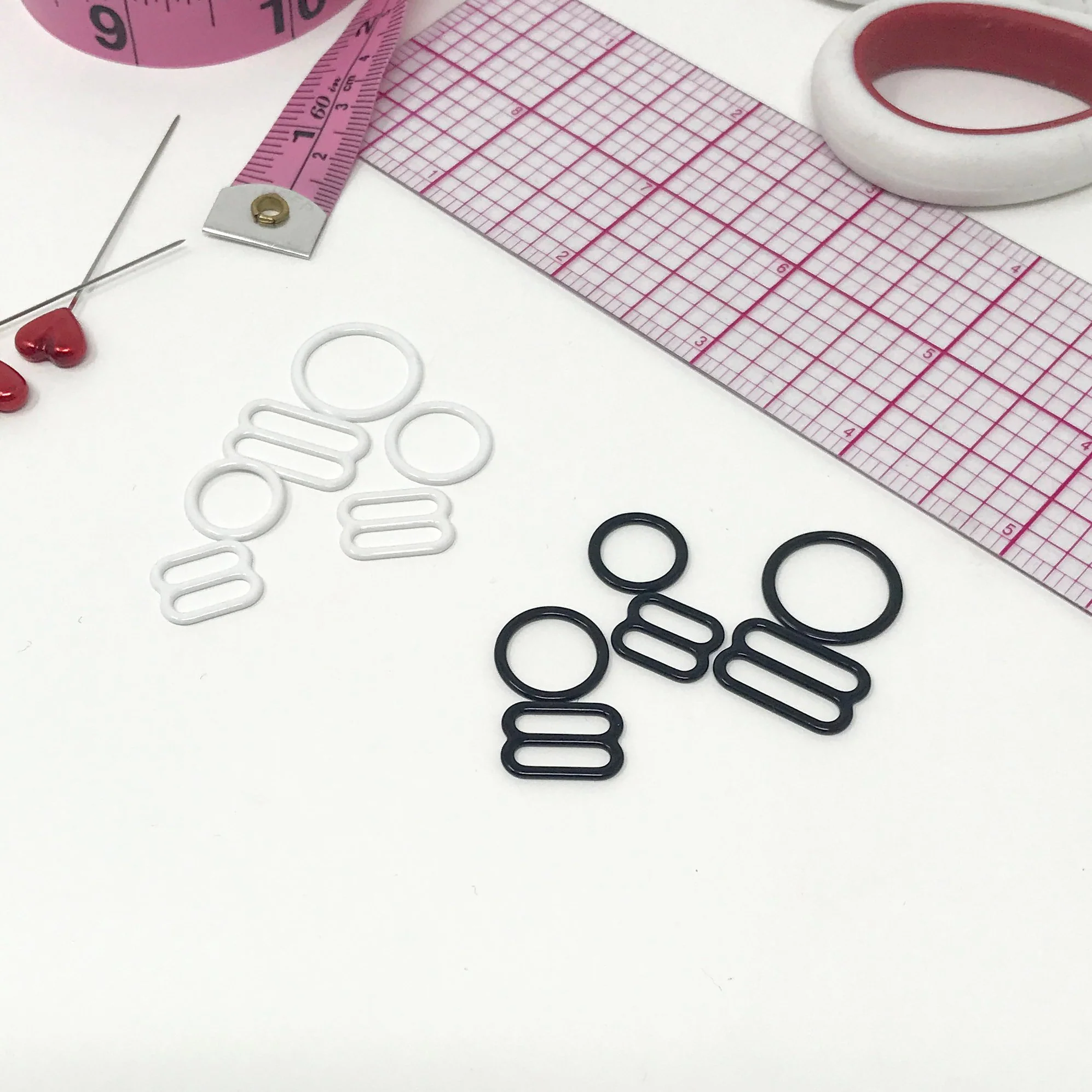 Set of 2 Rings OR 2 Sliders Bra Strap Sliders in Black- 3/8" (10mm), 1/2" (12mm), 5/8" (15mm), 1/4" (6mm) - Image 6