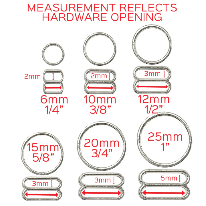 Set of 2 Rings OR 2 Sliders in Rose Gold– 1/4" (6mm), 3/8" (10mm), 1/2" (12mm), 5/8" (15mm), 3/4" (20mm) - Image 3