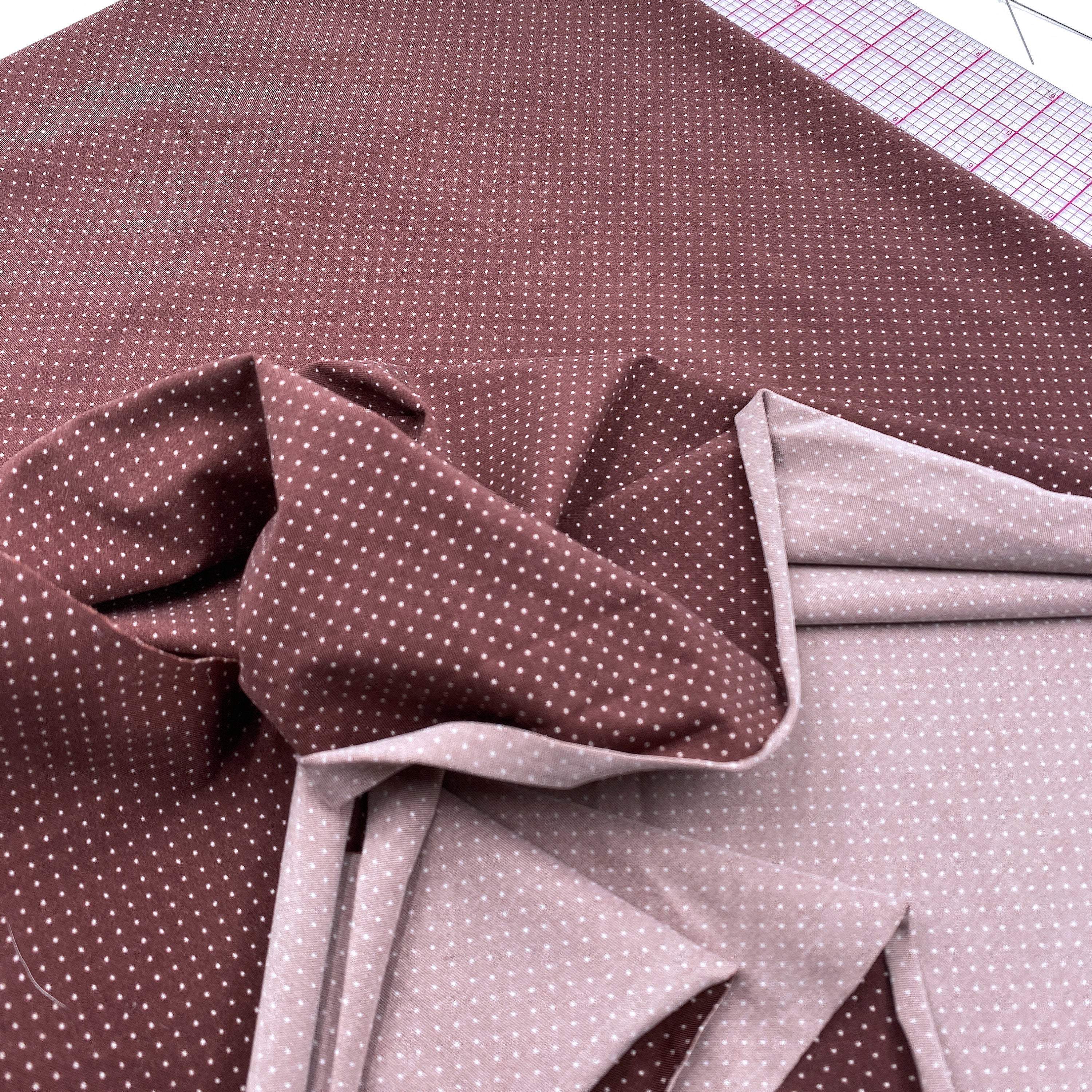Stretch Tricot Fabric lightweight, Ivory Mini Dot print on Chocolate Background- by the 1/2 Yard - Image 4